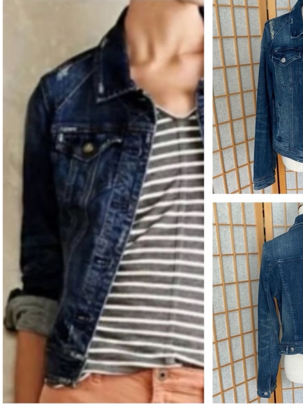 Anthropologie Pilcro and The Letterpress Distressed Blue Denim Jean Jacket SZ L